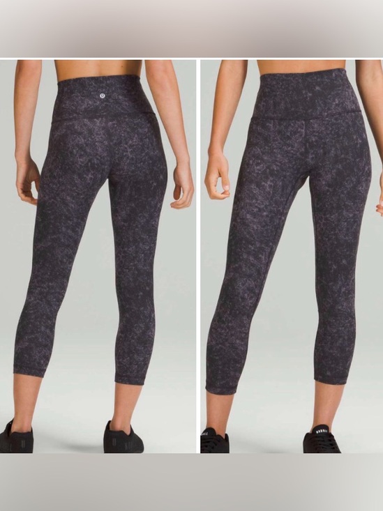 lululemon athletica Pants - Lululemon Wunder Train High-Rise Crop 23" Women’s 12 Black Print Tight Leggings